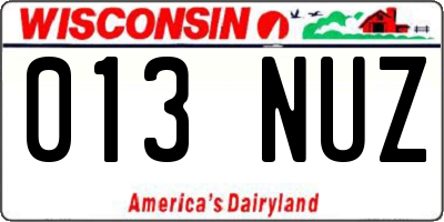 WI license plate 013NUZ