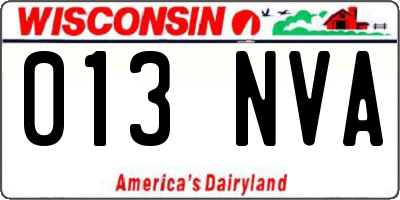WI license plate 013NVA