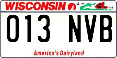 WI license plate 013NVB