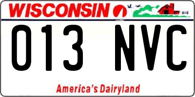 WI license plate 013NVC