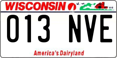 WI license plate 013NVE