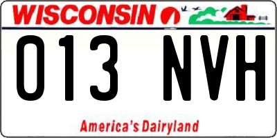 WI license plate 013NVH
