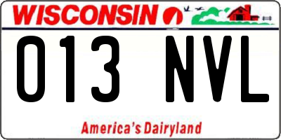 WI license plate 013NVL