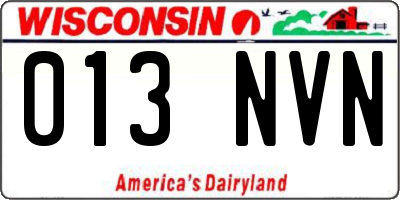 WI license plate 013NVN