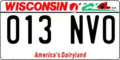 WI license plate 013NVO