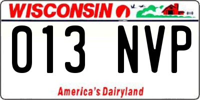 WI license plate 013NVP