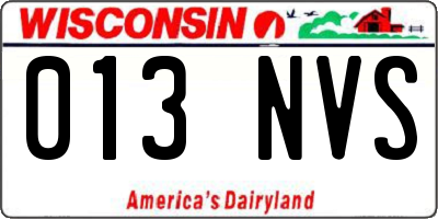WI license plate 013NVS