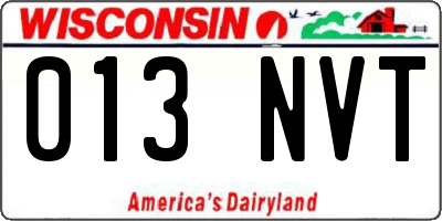 WI license plate 013NVT
