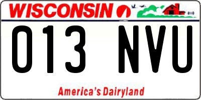 WI license plate 013NVU