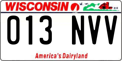 WI license plate 013NVV