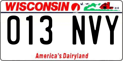 WI license plate 013NVY