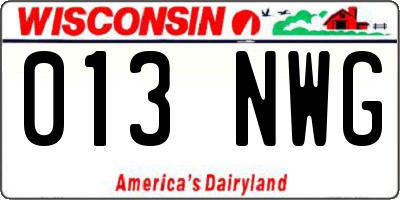 WI license plate 013NWG
