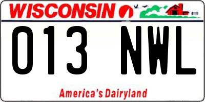 WI license plate 013NWL