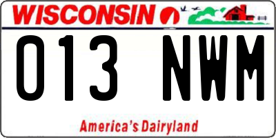 WI license plate 013NWM