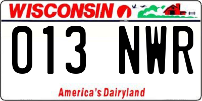 WI license plate 013NWR