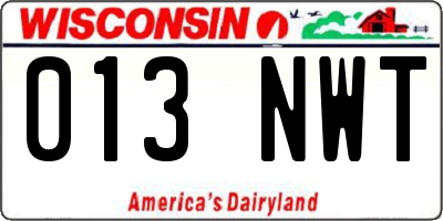 WI license plate 013NWT