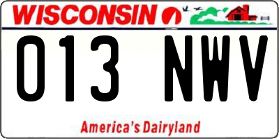 WI license plate 013NWV