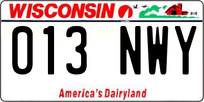 WI license plate 013NWY