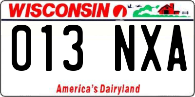 WI license plate 013NXA