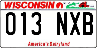 WI license plate 013NXB