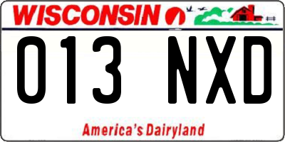 WI license plate 013NXD