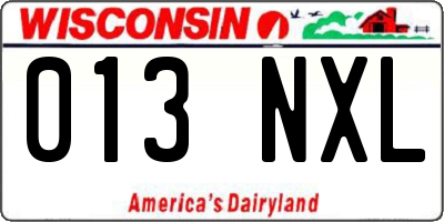 WI license plate 013NXL