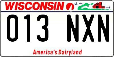 WI license plate 013NXN