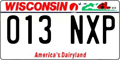 WI license plate 013NXP