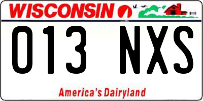 WI license plate 013NXS