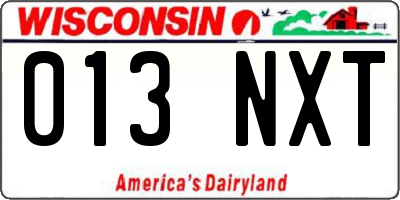 WI license plate 013NXT