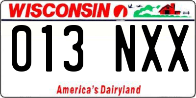 WI license plate 013NXX