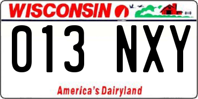 WI license plate 013NXY