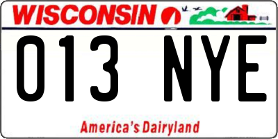 WI license plate 013NYE