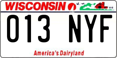 WI license plate 013NYF