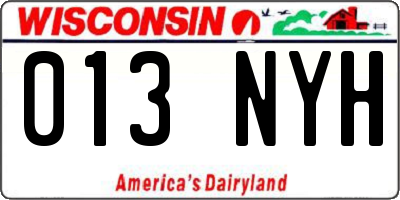 WI license plate 013NYH