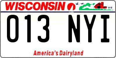 WI license plate 013NYI