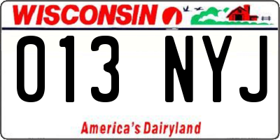 WI license plate 013NYJ