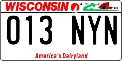 WI license plate 013NYN