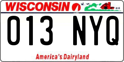 WI license plate 013NYQ