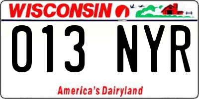 WI license plate 013NYR