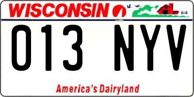 WI license plate 013NYV