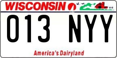 WI license plate 013NYY