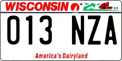 WI license plate 013NZA