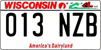 WI license plate 013NZB