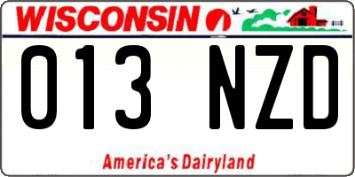 WI license plate 013NZD