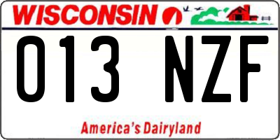 WI license plate 013NZF