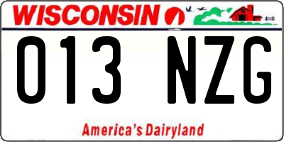 WI license plate 013NZG