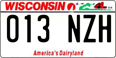 WI license plate 013NZH