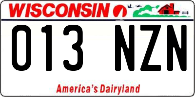 WI license plate 013NZN