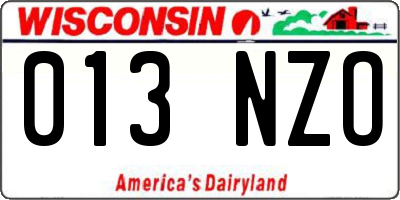 WI license plate 013NZO